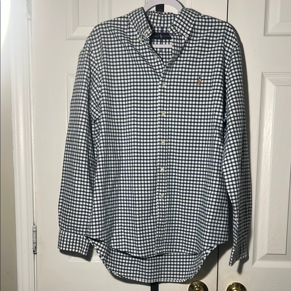 Ralph Lauren Green and Blue Casual Button Down Shirt - Picture 1 of 5